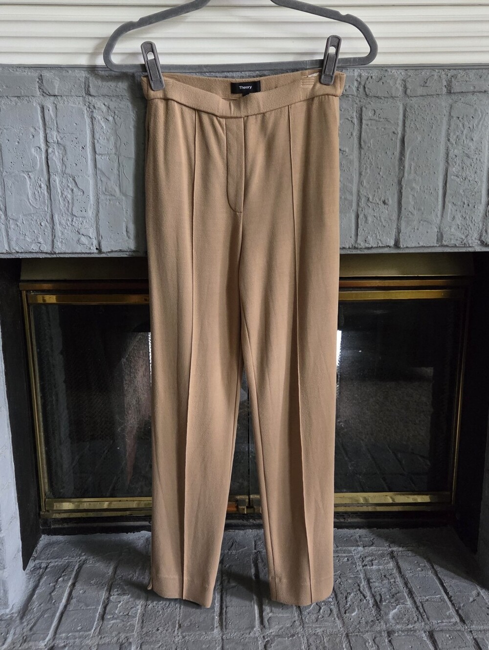 Theory Knit Stretch Jersey Beige Darted Pant Size 0 Pull On
